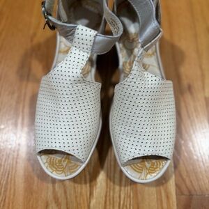 Fly London Cream Perforated Sandals
